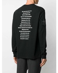 schwarzes und weißes bedrucktes Langarmshirt von Undercover