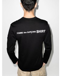 schwarzes und weißes bedrucktes Langarmshirt von Comme Des Garcons SHIRT