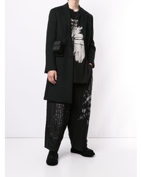 schwarzes und weißes bedrucktes Langarmshirt von Yohji Yamamoto