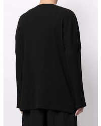 schwarzes und weißes bedrucktes Langarmshirt von Yohji Yamamoto