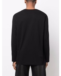 schwarzes und weißes bedrucktes Langarmshirt von Yohji Yamamoto