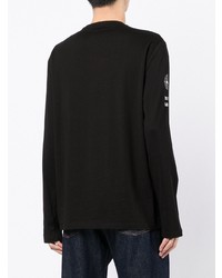 schwarzes und weißes bedrucktes Langarmshirt von Armani Exchange