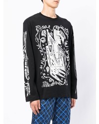 schwarzes und weißes bedrucktes Langarmshirt von Charles Jeffrey Loverboy