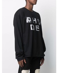 schwarzes und weißes bedrucktes Langarmshirt von Rhude