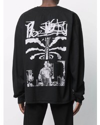 schwarzes und weißes bedrucktes Langarmshirt von Rhude