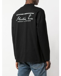 schwarzes und weißes bedrucktes Langarmshirt von Martine Rose