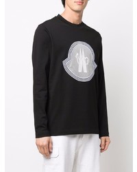 schwarzes und weißes bedrucktes Langarmshirt von Moncler