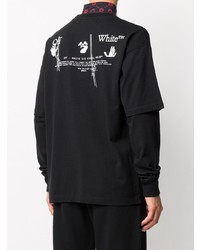 schwarzes und weißes bedrucktes Langarmshirt von Off-White