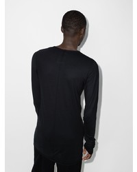 schwarzes und weißes bedrucktes Langarmshirt von Moncler + Rick Owens