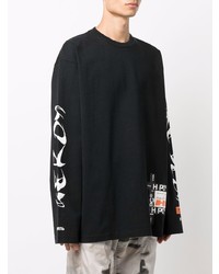 schwarzes und weißes bedrucktes Langarmshirt von Heron Preston