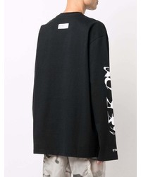 schwarzes und weißes bedrucktes Langarmshirt von Heron Preston