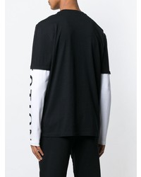 schwarzes und weißes bedrucktes Langarmshirt von Versace Collection