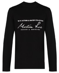 schwarzes und weißes bedrucktes Langarmshirt von Martine Rose