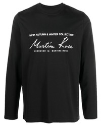 schwarzes und weißes bedrucktes Langarmshirt von Martine Rose