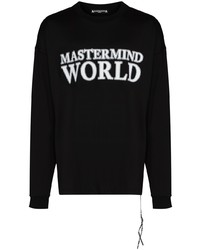 schwarzes und weißes bedrucktes Langarmshirt von Mastermind Japan