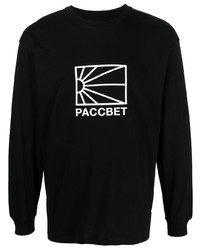 schwarzes und weißes bedrucktes Langarmshirt von PACCBET