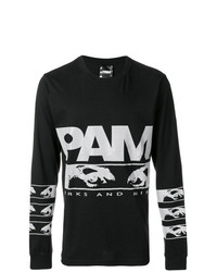 schwarzes und weißes bedrucktes Langarmshirt von Pam Perks And Mini