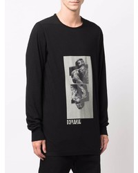 schwarzes und weißes bedrucktes Langarmshirt von Rick Owens DRKSHDW