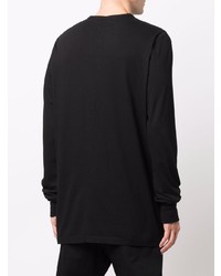 schwarzes und weißes bedrucktes Langarmshirt von Rick Owens DRKSHDW