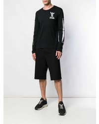 schwarzes und weißes bedrucktes Langarmshirt von McQ Alexander McQueen