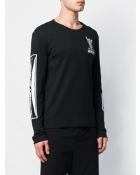 schwarzes und weißes bedrucktes Langarmshirt von McQ Alexander McQueen