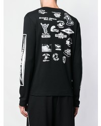 schwarzes und weißes bedrucktes Langarmshirt von McQ Alexander McQueen