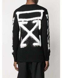 schwarzes und weißes bedrucktes Langarmshirt von Off-White