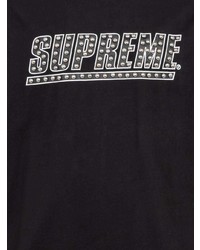 schwarzes und weißes bedrucktes Langarmshirt von Supreme