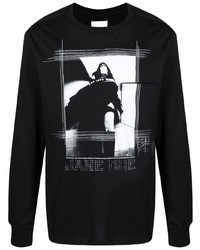 schwarzes und weißes bedrucktes Langarmshirt von Takahiromiyashita The Soloist