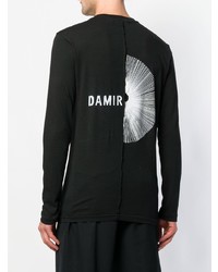 schwarzes und weißes bedrucktes Langarmshirt von Damir Doma