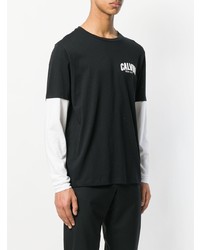 schwarzes und weißes bedrucktes Langarmshirt von Calvin Klein Jeans