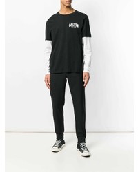 schwarzes und weißes bedrucktes Langarmshirt von Calvin Klein Jeans