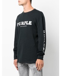 schwarzes und weißes bedrucktes Langarmshirt von purple brand