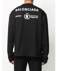 schwarzes und weißes bedrucktes Langarmshirt von Balenciaga