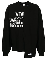 schwarzes und weißes bedrucktes Langarmshirt von WTAPS