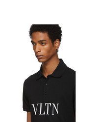 schwarzes und weißes bedrucktes Polohemd von Valentino