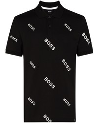 schwarzes und weißes bedrucktes Polohemd von BOSS