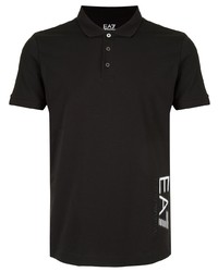 schwarzes und weißes bedrucktes Polohemd von Ea7 Emporio Armani