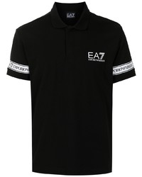 schwarzes und weißes bedrucktes Polohemd von Ea7 Emporio Armani