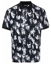 schwarzes und weißes bedrucktes Polohemd von Just Cavalli