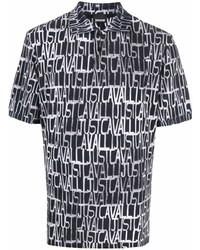 schwarzes und weißes bedrucktes Polohemd von Just Cavalli