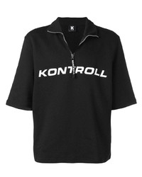 schwarzes und weißes bedrucktes Polohemd von Kappa Kontroll