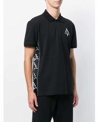 schwarzes und weißes bedrucktes Polohemd von Marcelo Burlon County of Milan