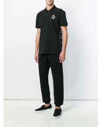 schwarzes und weißes bedrucktes Polohemd von Marcelo Burlon County of Milan