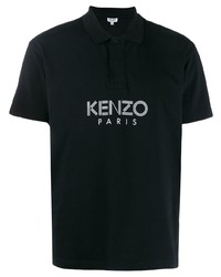schwarzes und weißes bedrucktes Polohemd von Kenzo