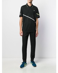 schwarzes und weißes bedrucktes Polohemd von Lacoste