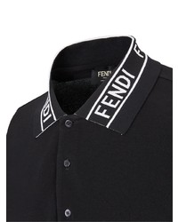 schwarzes und weißes bedrucktes Polohemd von Fendi