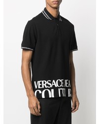 schwarzes und weißes bedrucktes Polohemd von VERSACE JEANS COUTURE