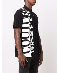 schwarzes und weißes bedrucktes Polohemd von VERSACE JEANS COUTURE