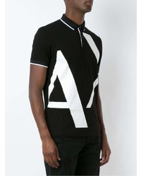 schwarzes und weißes bedrucktes Polohemd von Armani Exchange